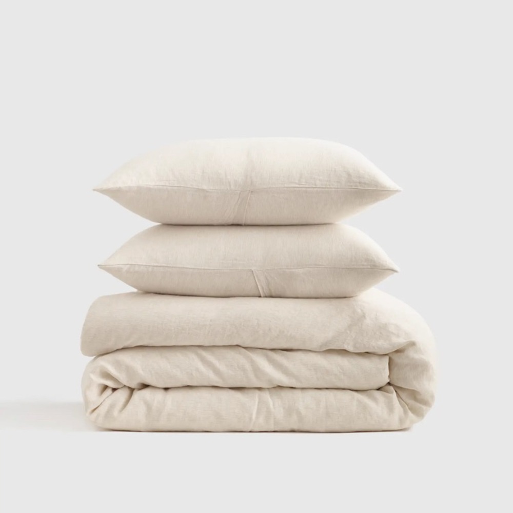 Quince European Linen King/Cal King Duvet Cover Set with 2 Shams